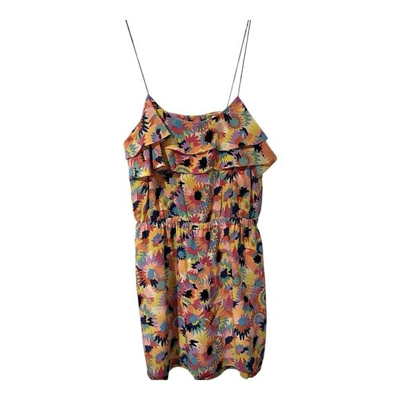 Tibi Colorful Floral Ruffles Silk Boho Romper Sz 2 Strappy Summer Vacay Festival - Picture 3 of 11